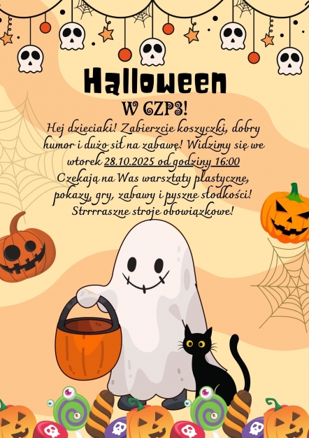 Orange Black and White Playful Halloween Poster
